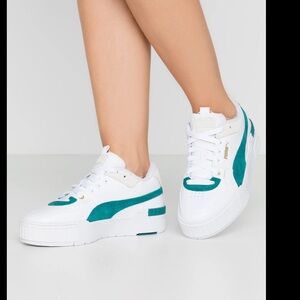 New puma sport cali heritage sneakers white green platform